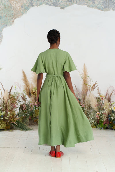 Maxi Wrap Dress, Butterfly Sleeve, Matcha Latte
#color_matcha-latte