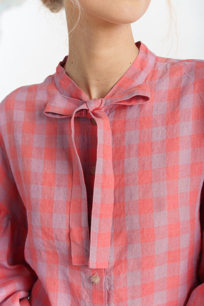 Clementine Shirt, Long Sleeve, Pink Gingham#color_pink-gingham