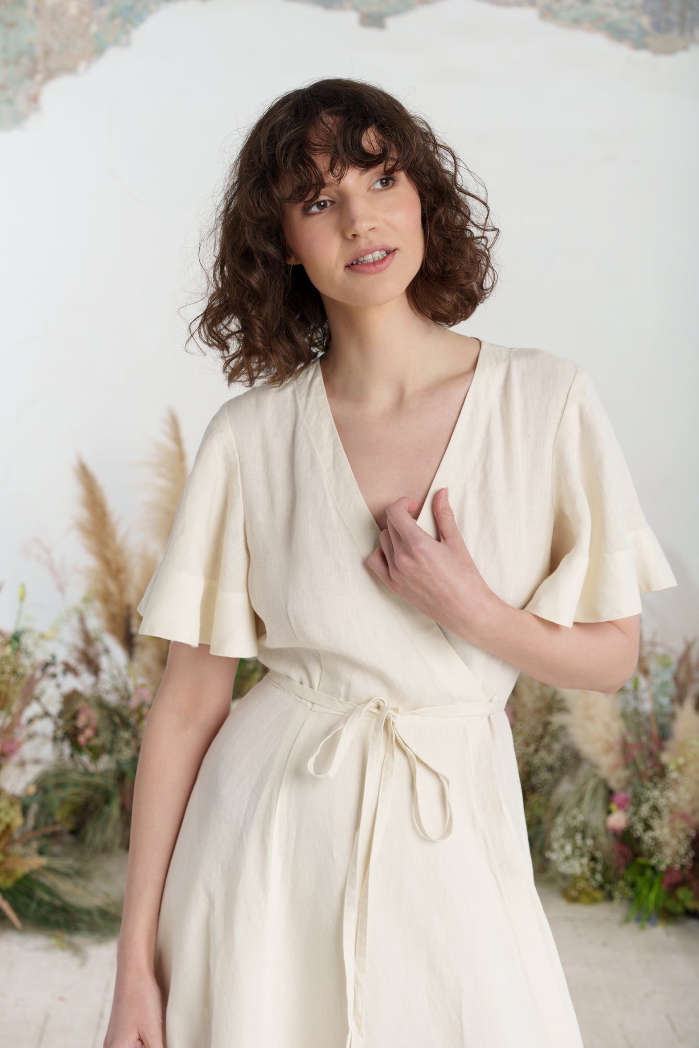 Maxi Wrap Dress, Butterfly Sleeve, Milky White
#color_milky-white