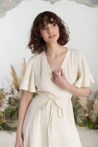 Maxi Wrap Dress, Butterfly Sleeve, Milky White
#color_milky-white