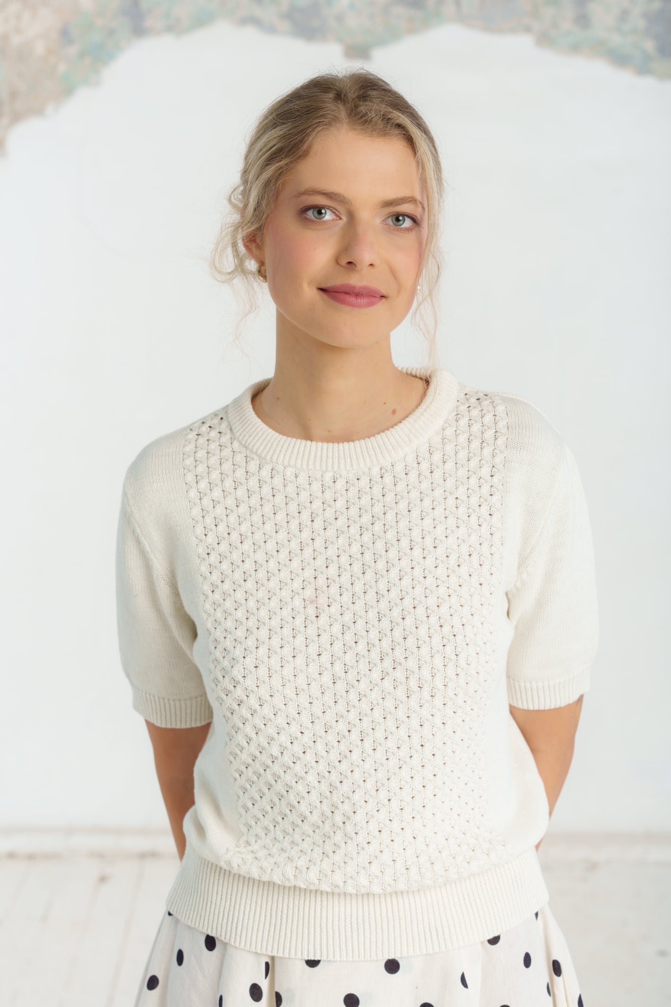 Elaine Top, Short Sleeve, White Magnolia #color_white-magnolia