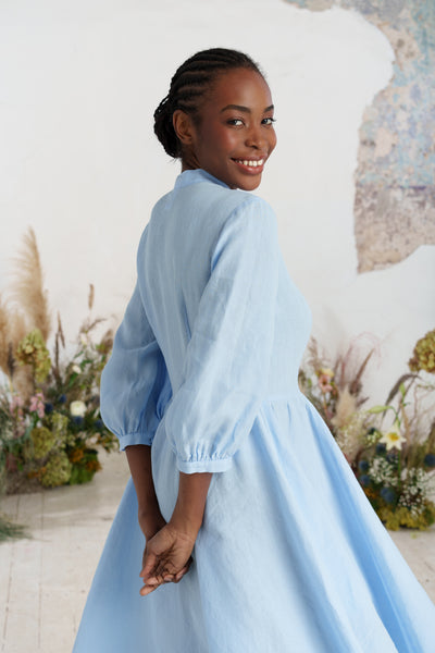 Jasmine Dress, 3/4 Sleeve, Skye Blue
#color_skye-blue