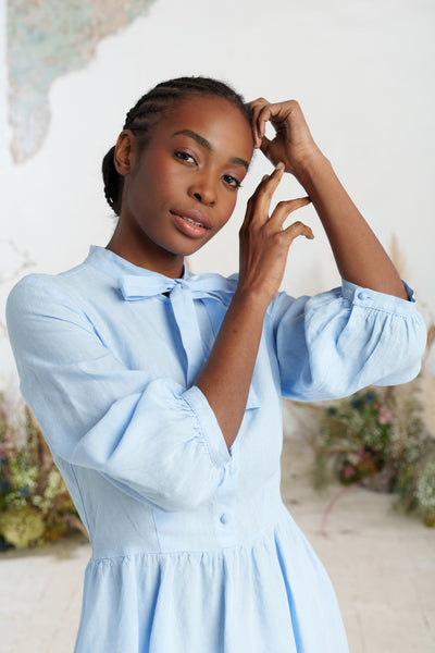 Jasmine Dress, 3/4 Sleeve, Skye Blue
#color_skye-blue