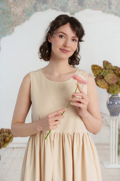 Petticoat, Sleeveless, Beige
#color_beige
