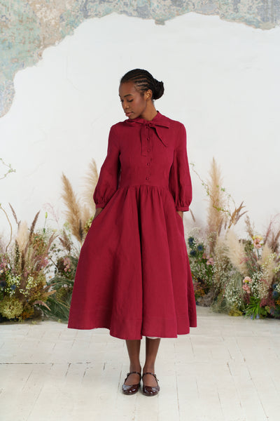 Jasmine Dress, 3/4 Sleeve, Marsala Red
#color_marsala-red