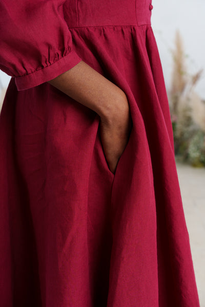 Jasmine Dress, 3/4 Sleeve, Marsala Red
#color_marsala-red