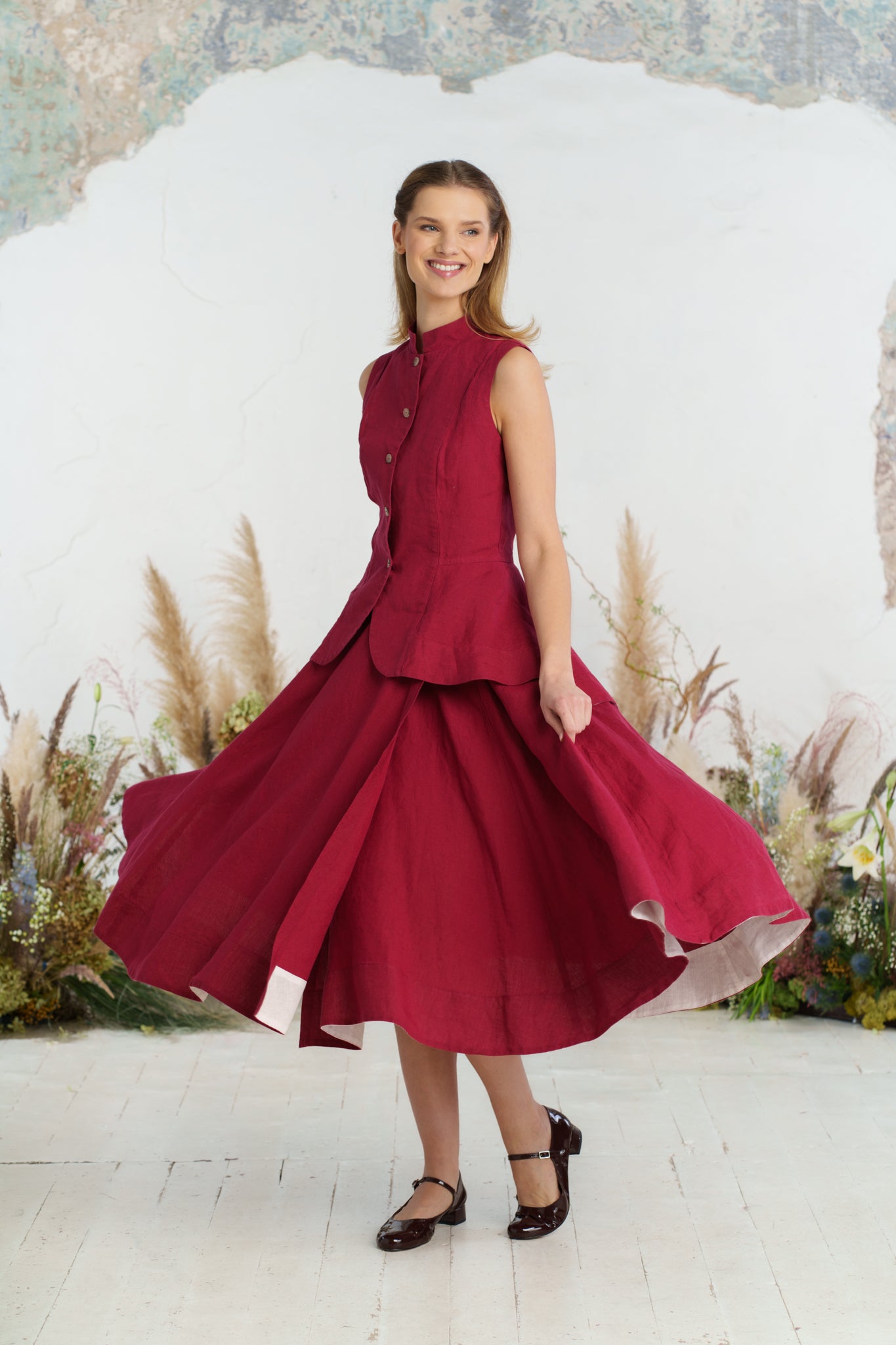 Wrap Skirt, Marsala Red
#color_marsala-red