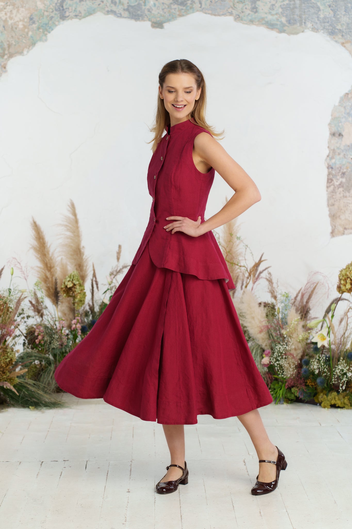 Wrap Skirt, Marsala Red
#color_marsala-red