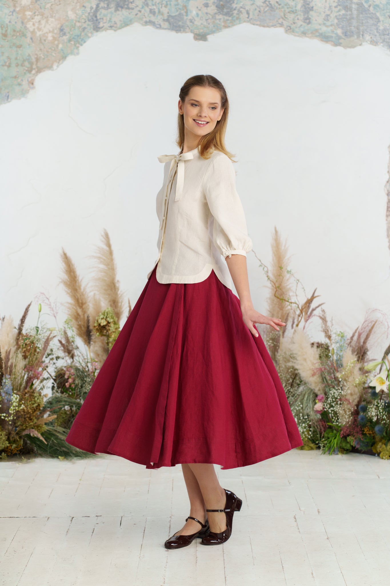 Jasmine Shirt, Long Sleeve, Milky White
#color_milky-white