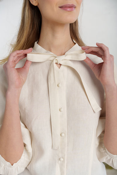 Jasmine Shirt, Long Sleeve, Milky White
#color_milky-white