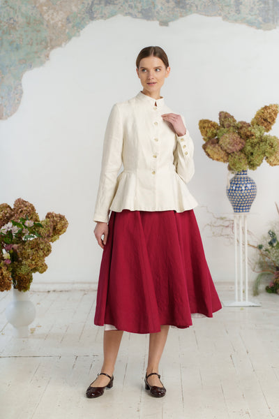 Peplum Jacket, Twill Linen, Milky Herringbone
#color_milky-herringbone