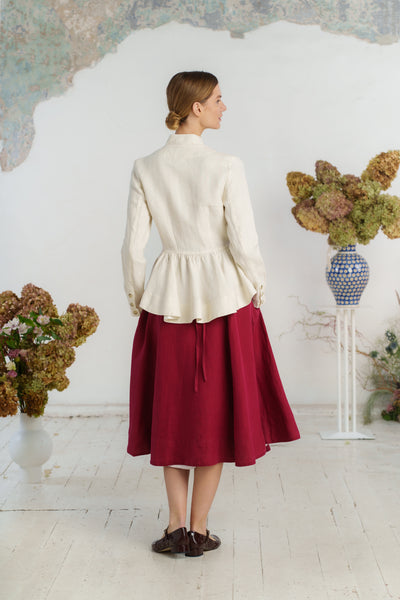 Peplum Jacket, Twill Linen, Milky Herringbone
#color_milky-herringbone