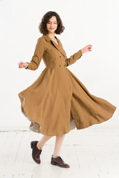 Enola Dress, Long Sleeve, Hemp, Camel Brown
#color_camel-brown