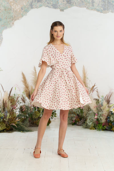 Mini Wrap Dress, Butterfly Sleeve, Mon Chéri
#color_mon-cheri