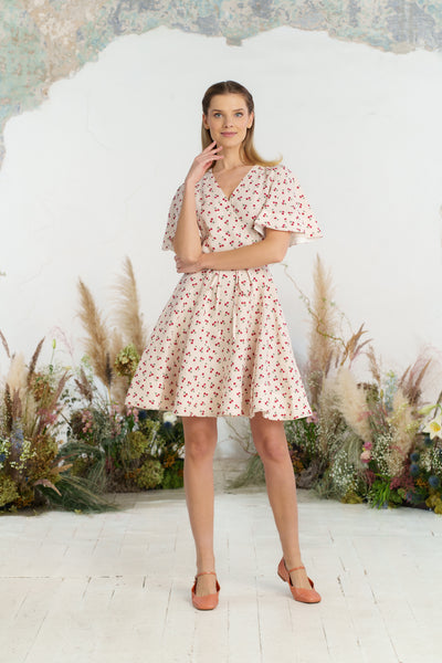 Mini Wrap Dress, Butterfly Sleeve, Mon Chéri
#color_mon-cheri