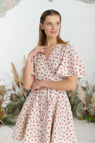 Mini Wrap Dress, Butterfly Sleeve, Mon Chéri
#color_mon-cheri
