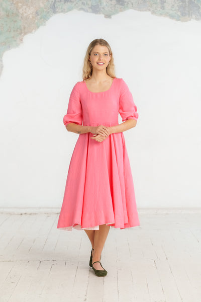 Carmen Dress, 3/4 Sleeve, Peony Pop
#color_peony-pop