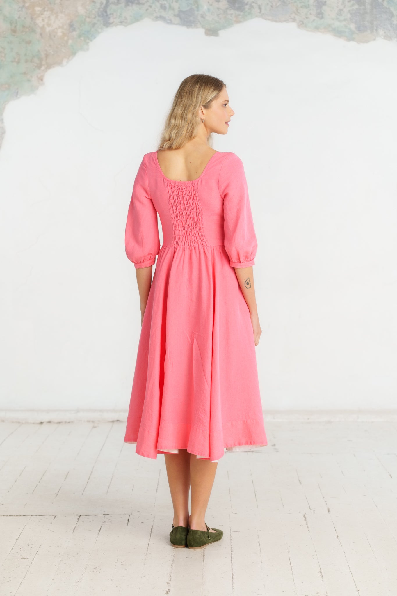Carmen Dress, 3/4 Sleeve, Peony Pop
#color_peony-pop
