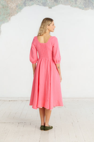 Carmen Dress, 3/4 Sleeve, Peony Pop
#color_peony-pop