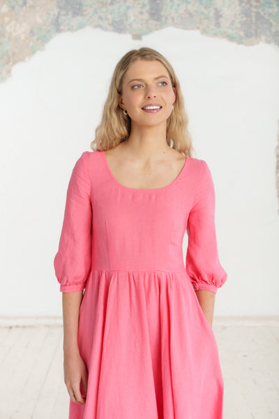 Carmen Dress, 3/4 Sleeve, Peony Pop
#color_peony-pop
