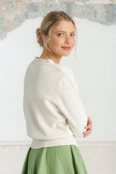 Elaine Cardigan, Long Sleeve, White Magnolia #color_white-magnolia