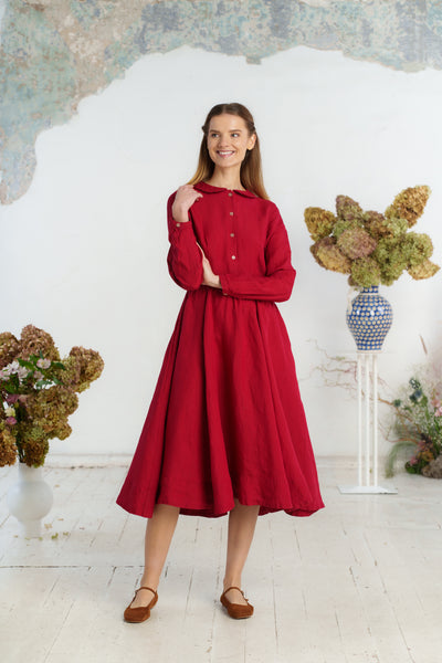 Classic Dress, Long Sleeve, Red Poppy#color_red-poppy