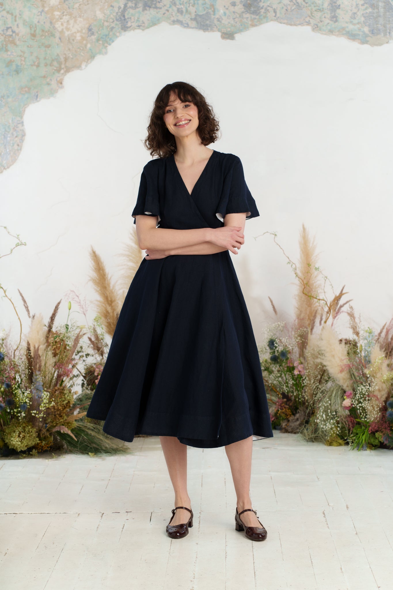 Wrap Dress, Butterfly Sleeve, Night Navy
#color_night-navy