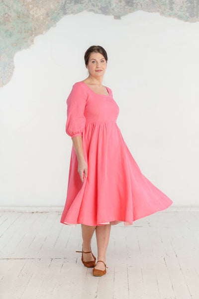 Carmen Dress, 3/4 Sleeve, Peony Pop
#color_peony-pop