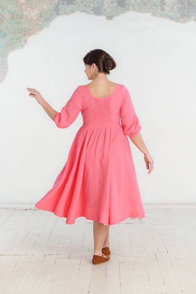 Carmen Dress, 3/4 Sleeve, Peony Pop
#color_peony-pop
