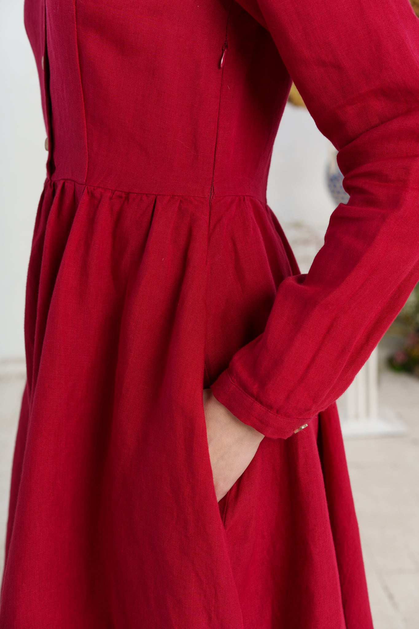 Classic Dress, Long Sleeve, Red Poppy#color_red-poppy