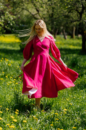 Wrap Gaia Dress, 3/4 Sleeve, Wild Raspberry
#color_wild-raspberry