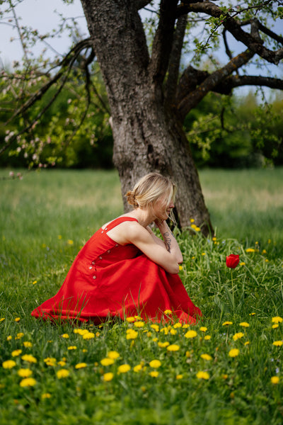 Pinafore Dress, Sleeveless, Cherry Red
#color_cherry-red