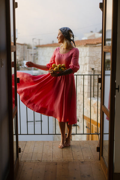 Carmen Dress, 3/4 Sleeve, Peony Pop
#color_peony-pop