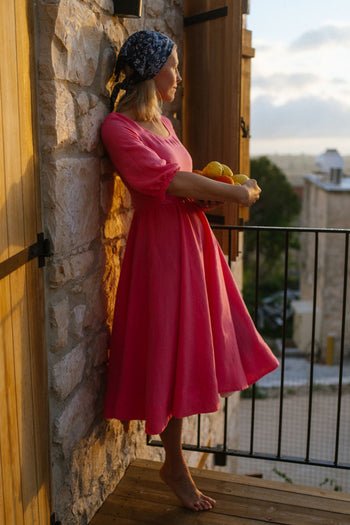 Carmen Dress, 3/4 Sleeve, Peony Pop
#color_peony-pop