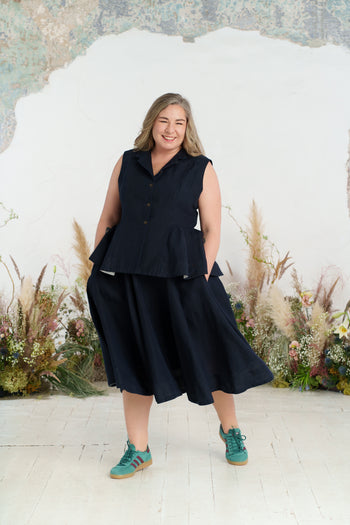 Peplum Vest, Sleeveless, Night Navy#color_night-navy