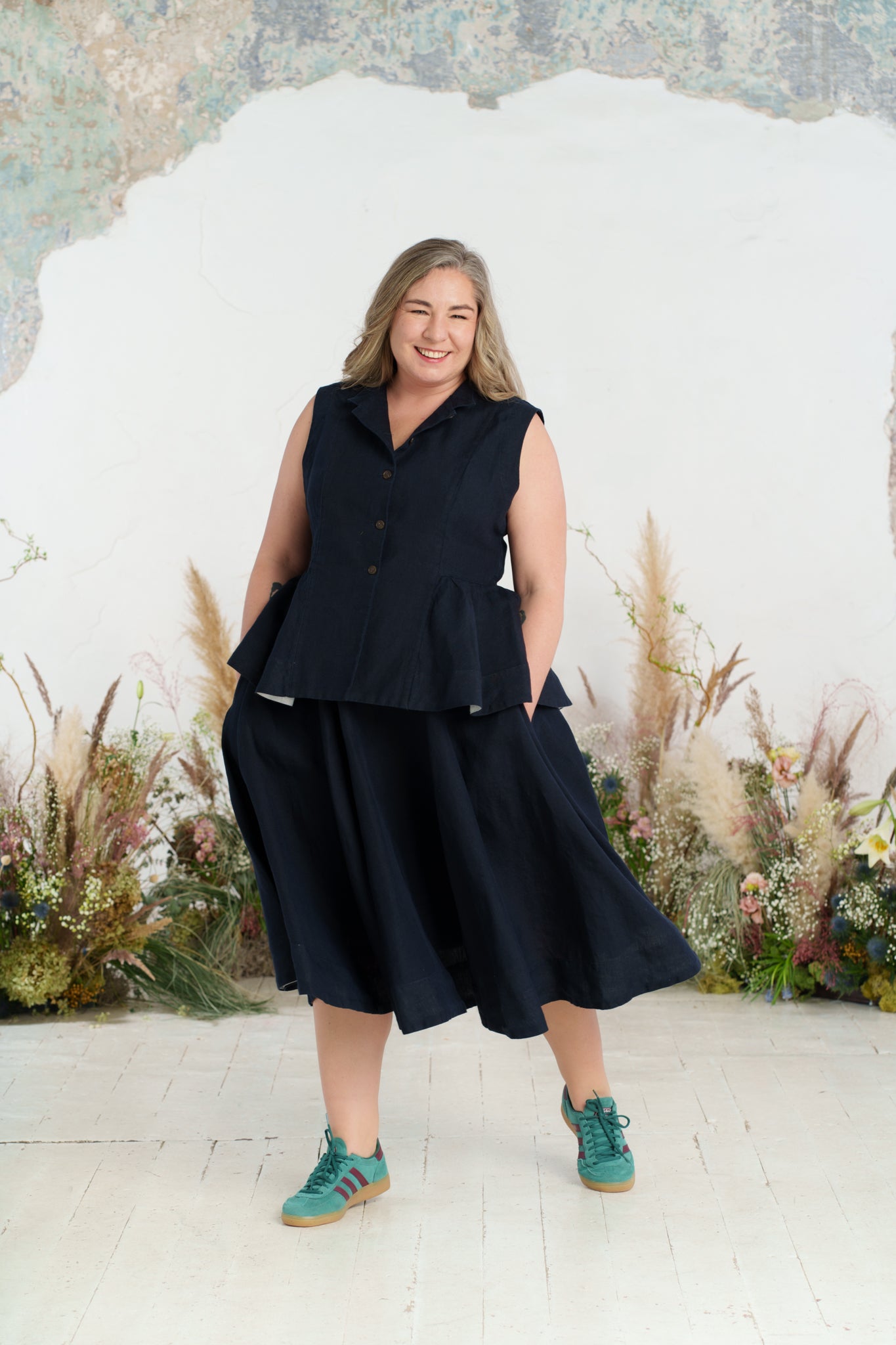 Peplum Vest, Sleeveless, Night Navy#color_night-navy