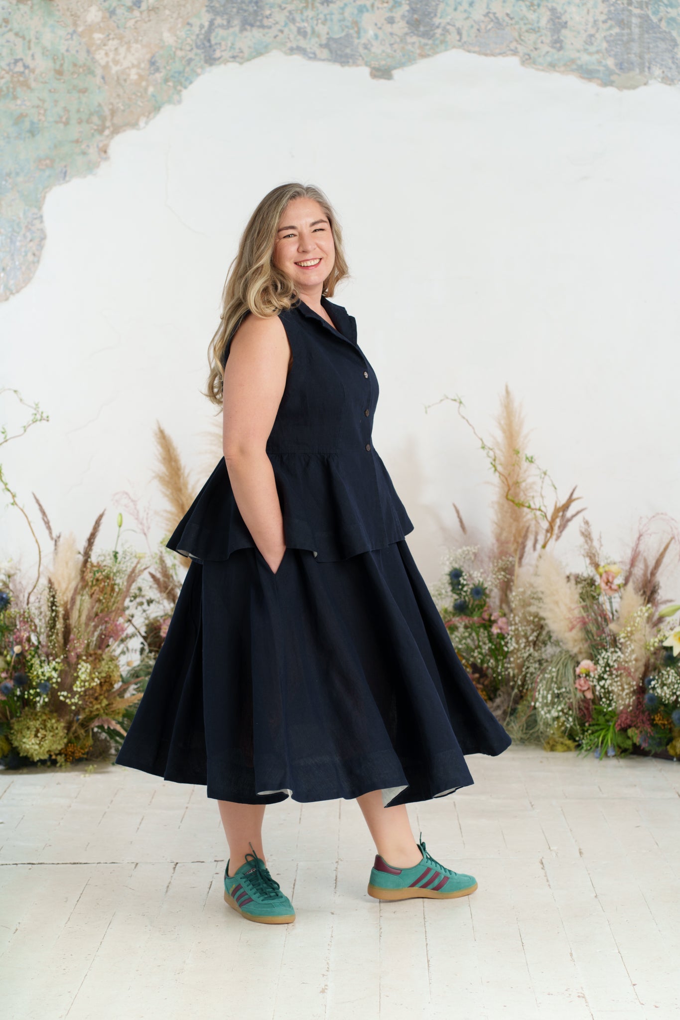 Peplum Vest, Sleeveless, Night Navy#color_night-navy