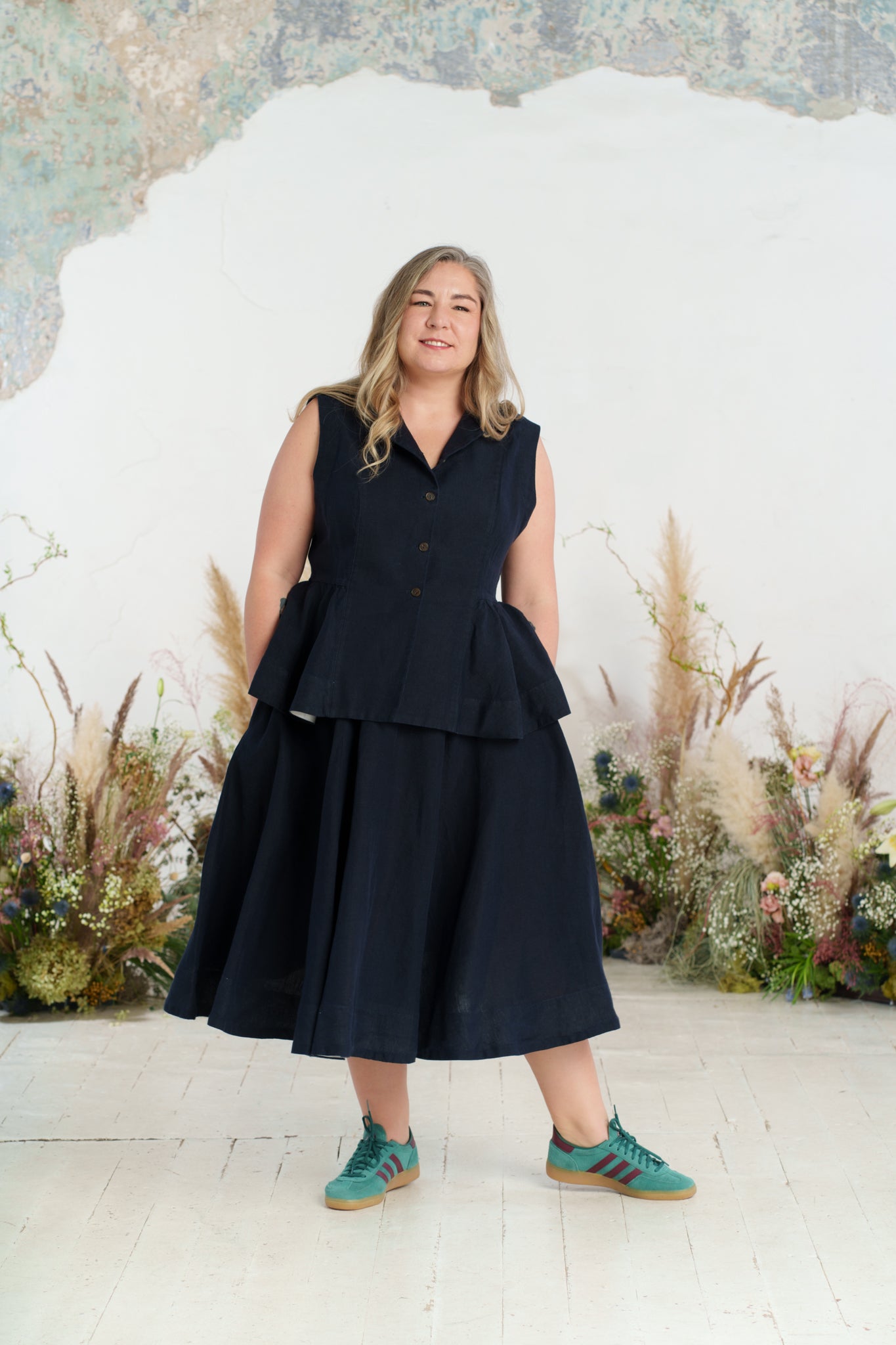 Peplum Vest, Sleeveless, Night Navy#color_night-navy