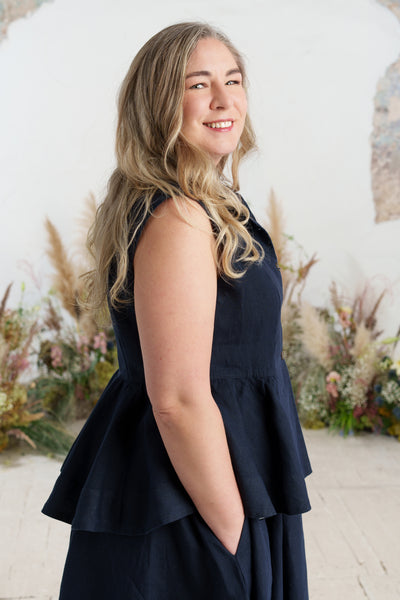 Peplum Vest, Sleeveless, Night Navy#color_night-navy