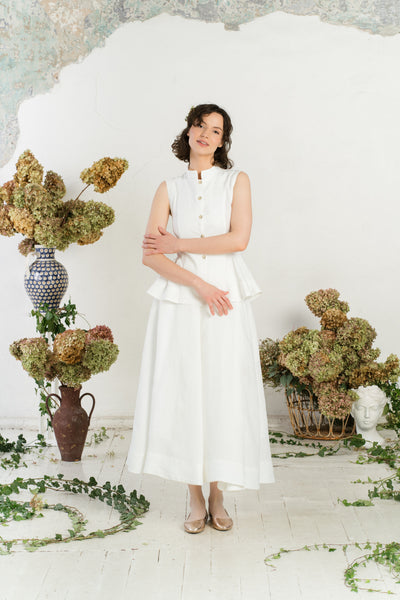 Peplum Vest, Sleeveless, White Magnolia