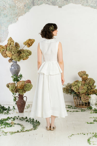 Peplum Vest, Sleeveless, White Magnolia