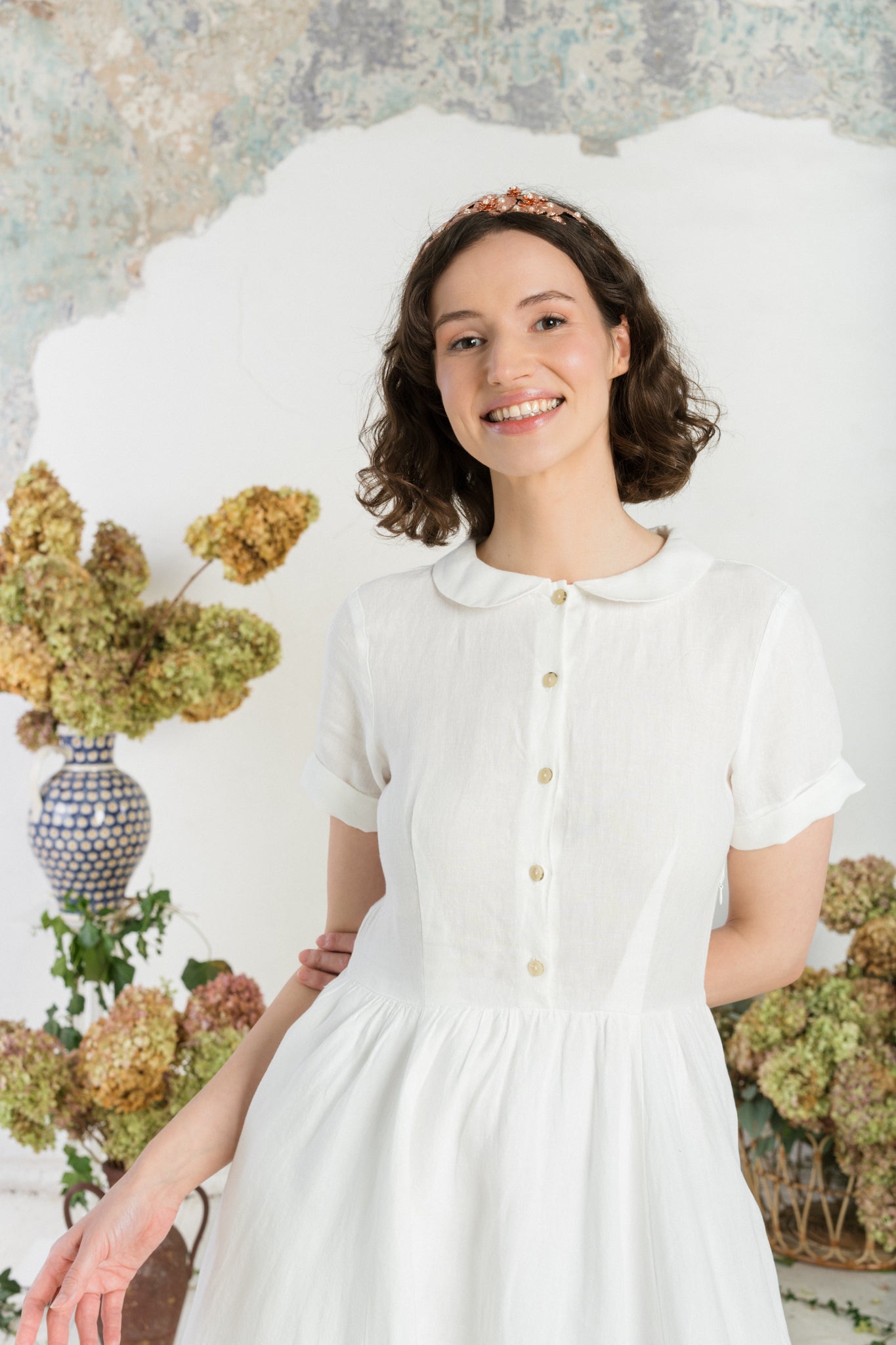 Classic Dress, Short Sleeve, White Magnolia