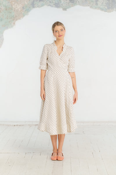 Darcy Dress, Short Sleeve, Tiny Dots#color_tiny-dots