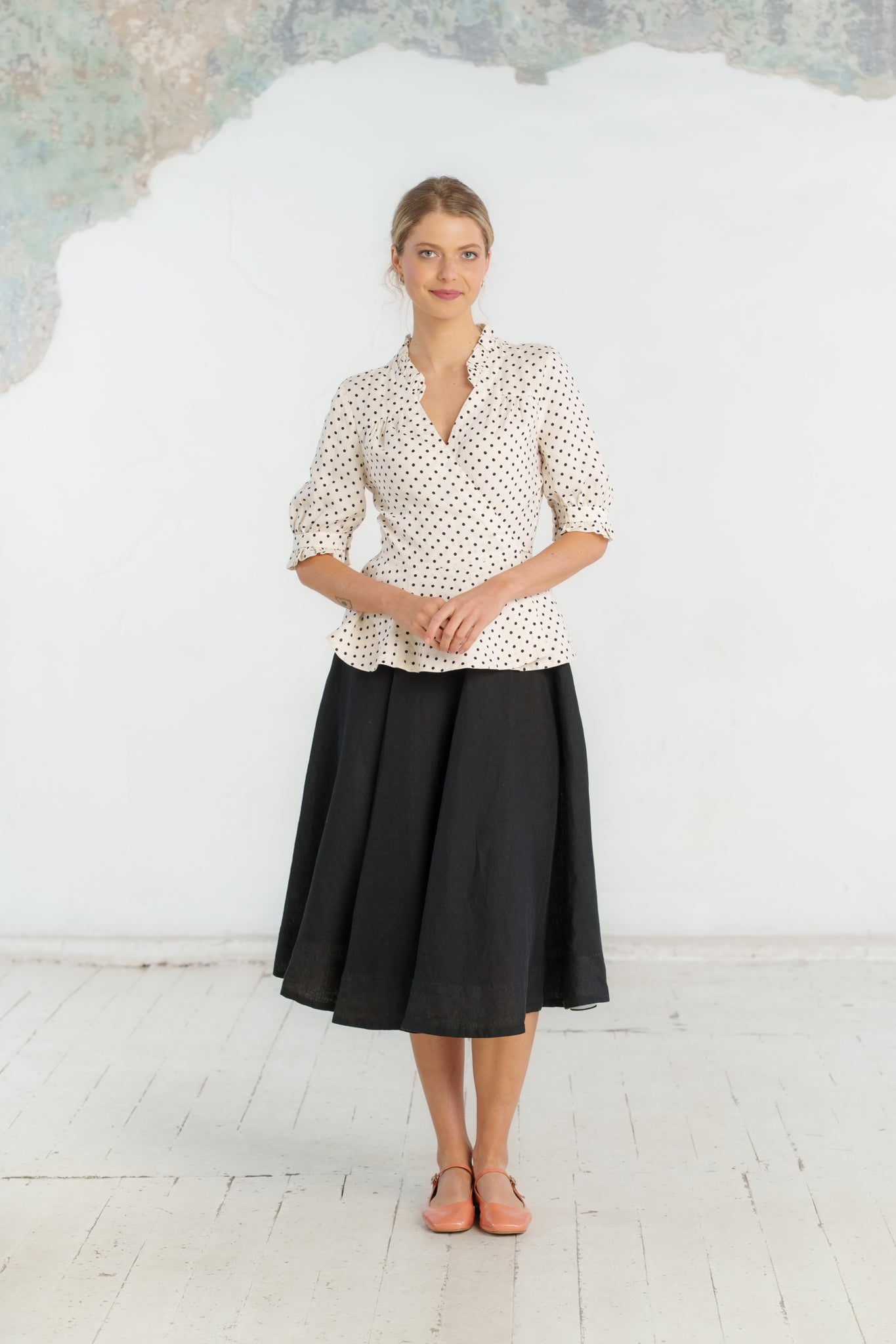 Bennet Blouse, Short Sleeve, Tiny Dots#color_tiny-dots