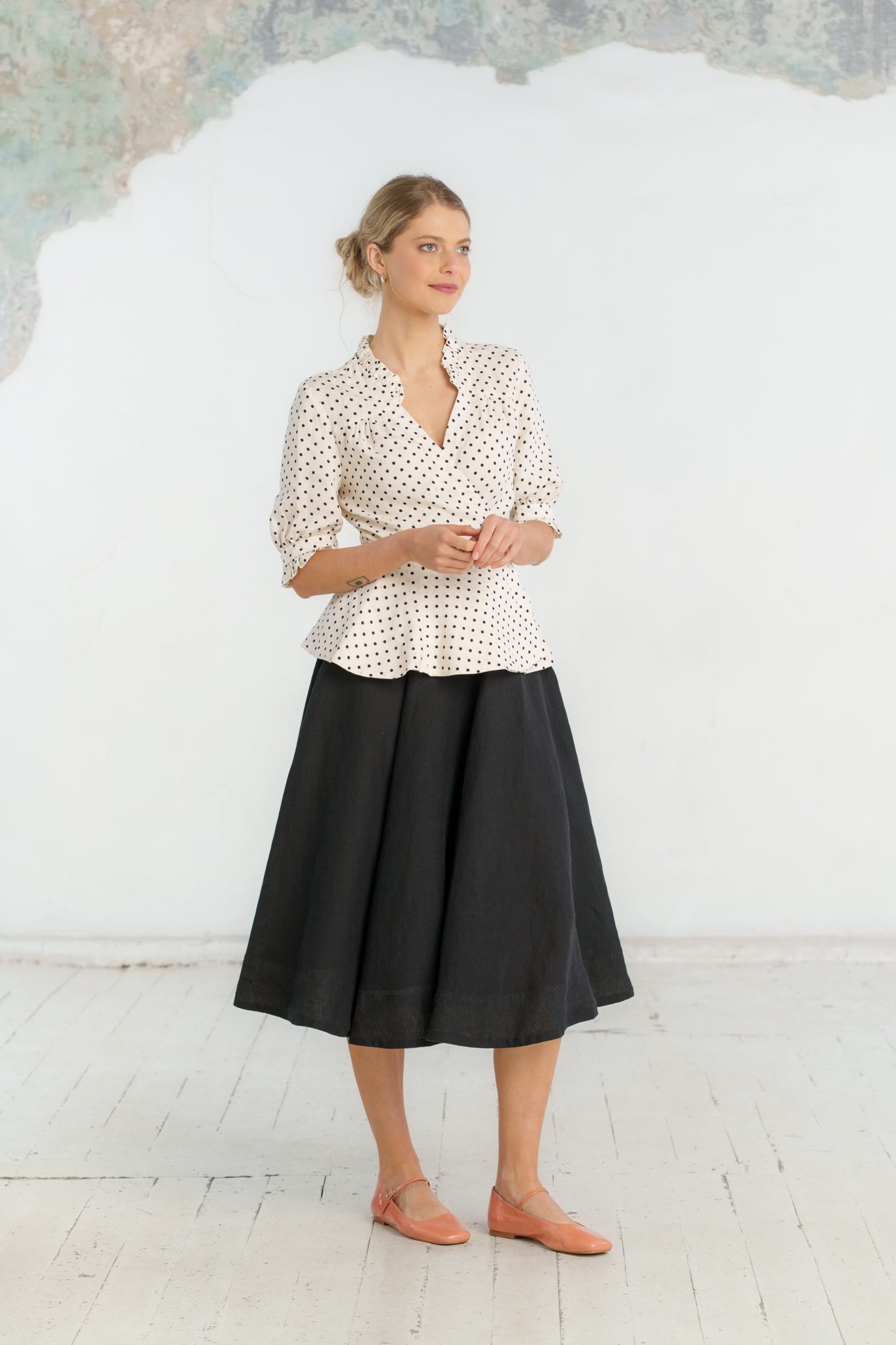 Bennet Blouse, Short Sleeve, Tiny Dots#color_tiny-dots