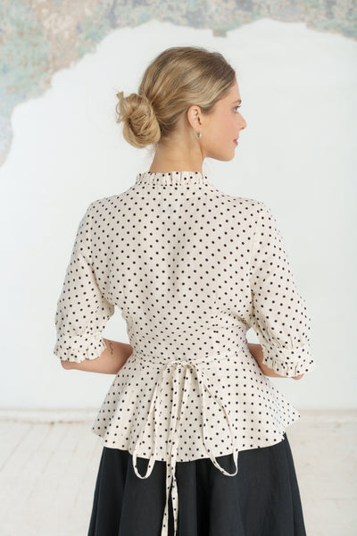 Bennet Blouse, Short Sleeve, Tiny Dots#color_tiny-dots