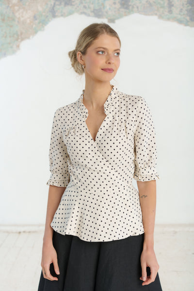 Bennet Blouse, Short Sleeve, Tiny Dots#color_tiny-dots