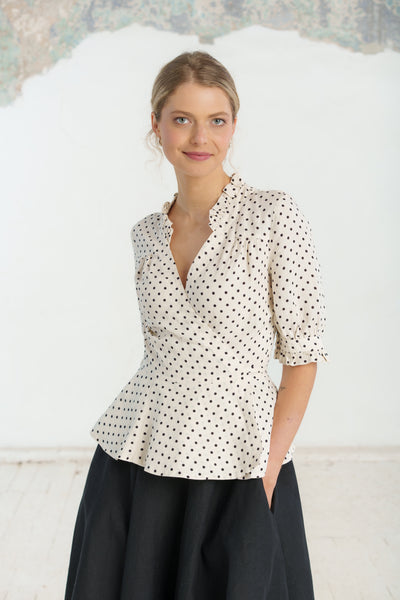Bennet Blouse, Short Sleeve, Tiny Dots#color_tiny-dots