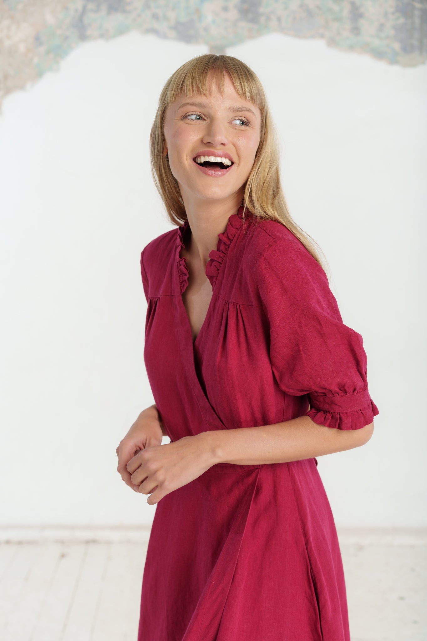 Darcy Dress, Short Sleeve, Marsala Red#color_marsala-red