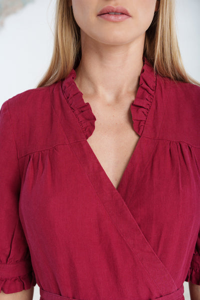 Darcy Dress, Short Sleeve, Marsala Red#color_marsala-red